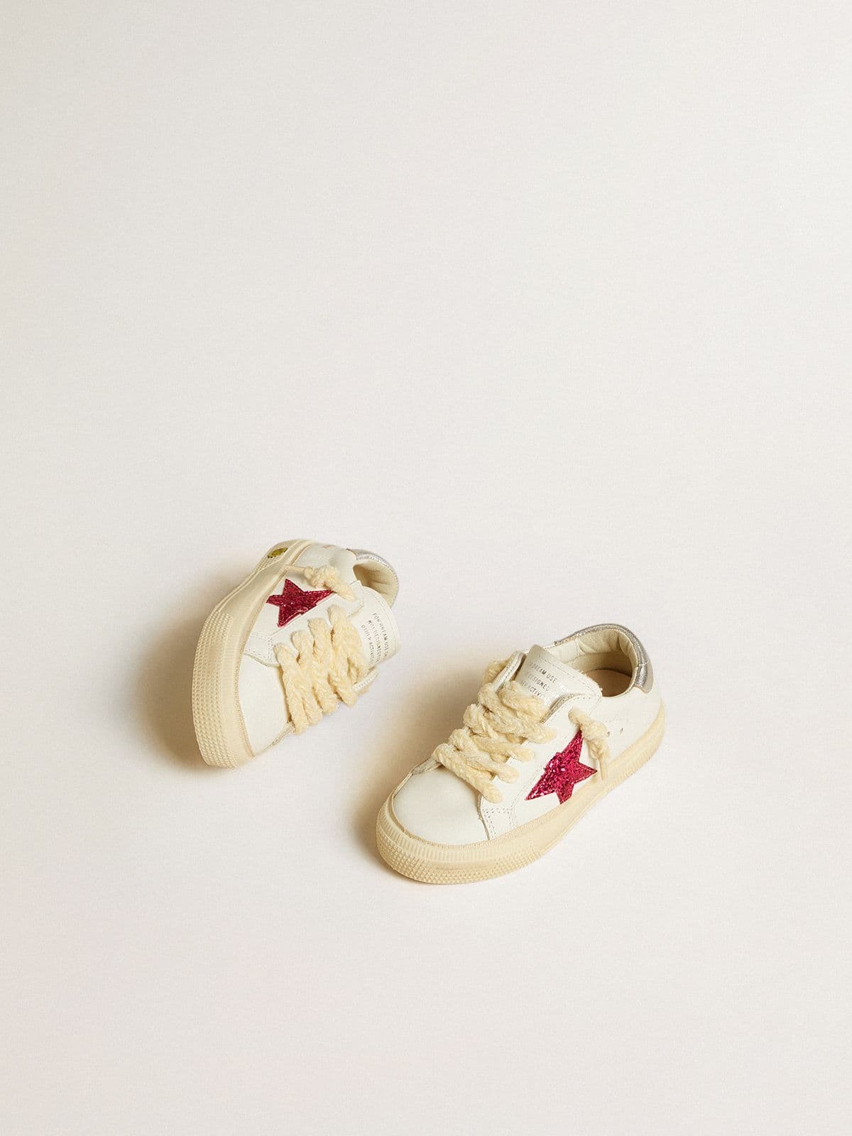 Golden Goose May Young with fuchsia glitter star and metallic leather heel tab