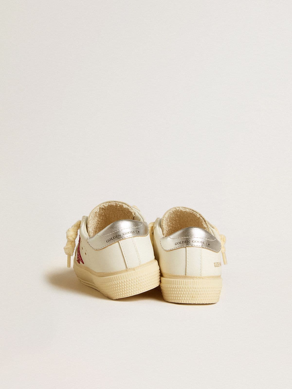 Golden Goose May Young with fuchsia glitter star and metallic leather heel tab