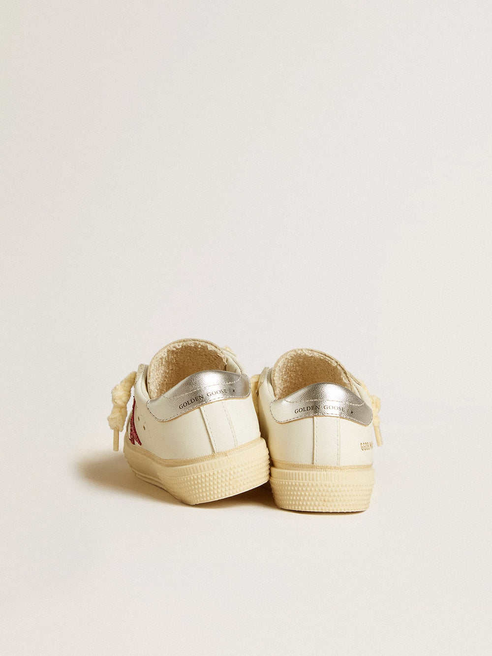 Golden Goose May Teen with fuchsia glitter star and laminated leather heel tab