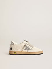 Golden Goose Ball Star Young in nappa with silver glitter star and heel tab