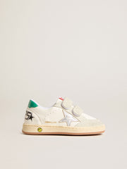 Golden Goose Young Ball Star with silver star and green suede heel tab