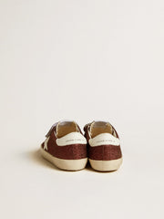 Golden Goose Old School Junior in burgundy glitter with leather star and heel tab