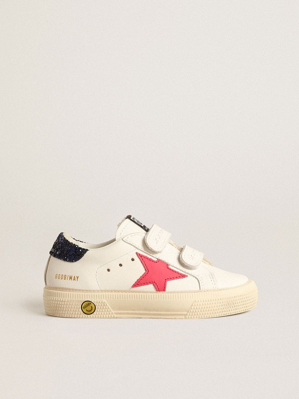 Golden Goose May Teen with fuchsia leather star and blue glitter heel tab