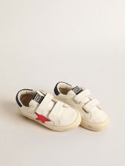 Golden Goose May Teen with fuchsia leather star and blue glitter heel tab