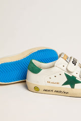 Golden Goose Old School Teen with green suede star and heel tab