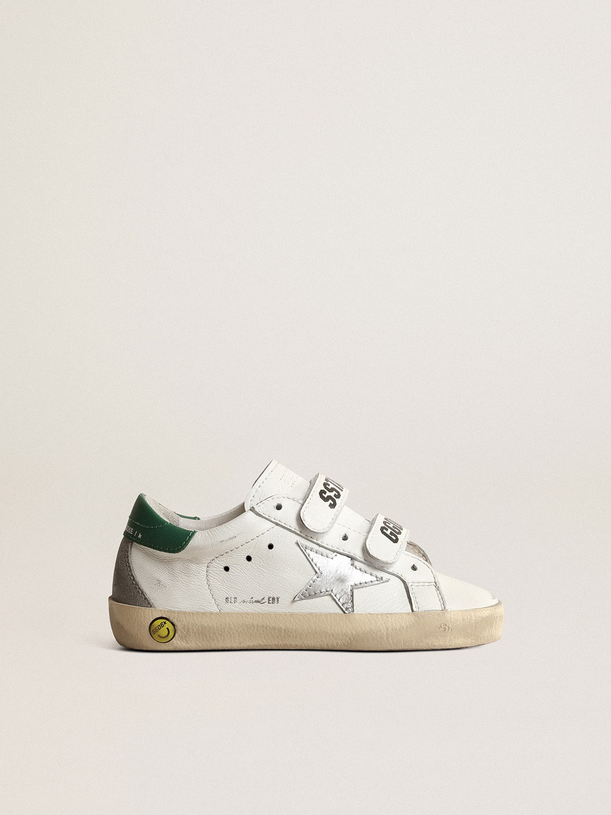 Golden Goose Old School Young with metallic leather star and green heel tab