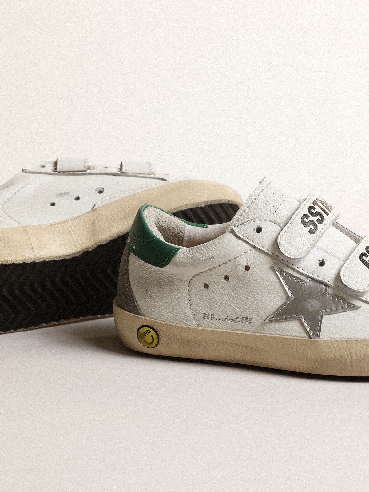 Golden Goose Old School Young with metallic leather star and green heel tab