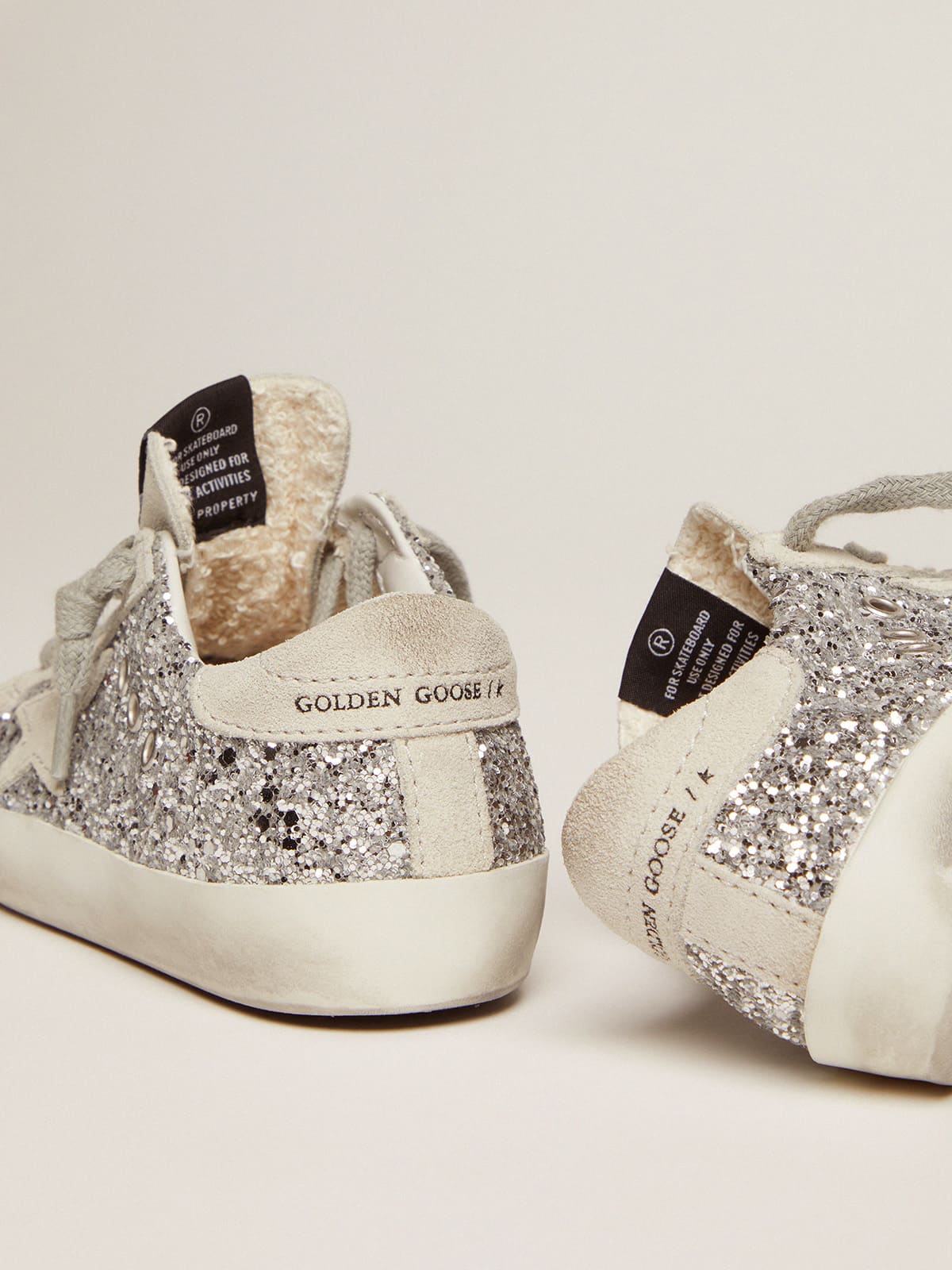 Golden Goose Super-Star Young with silver glitter