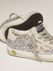 Golden Goose Super-Star Young with silver glitter