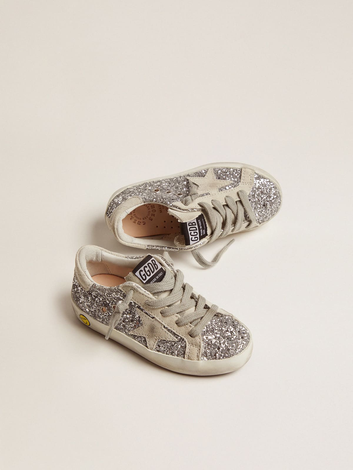 Golden Goose Super-Star Young with silver glitter