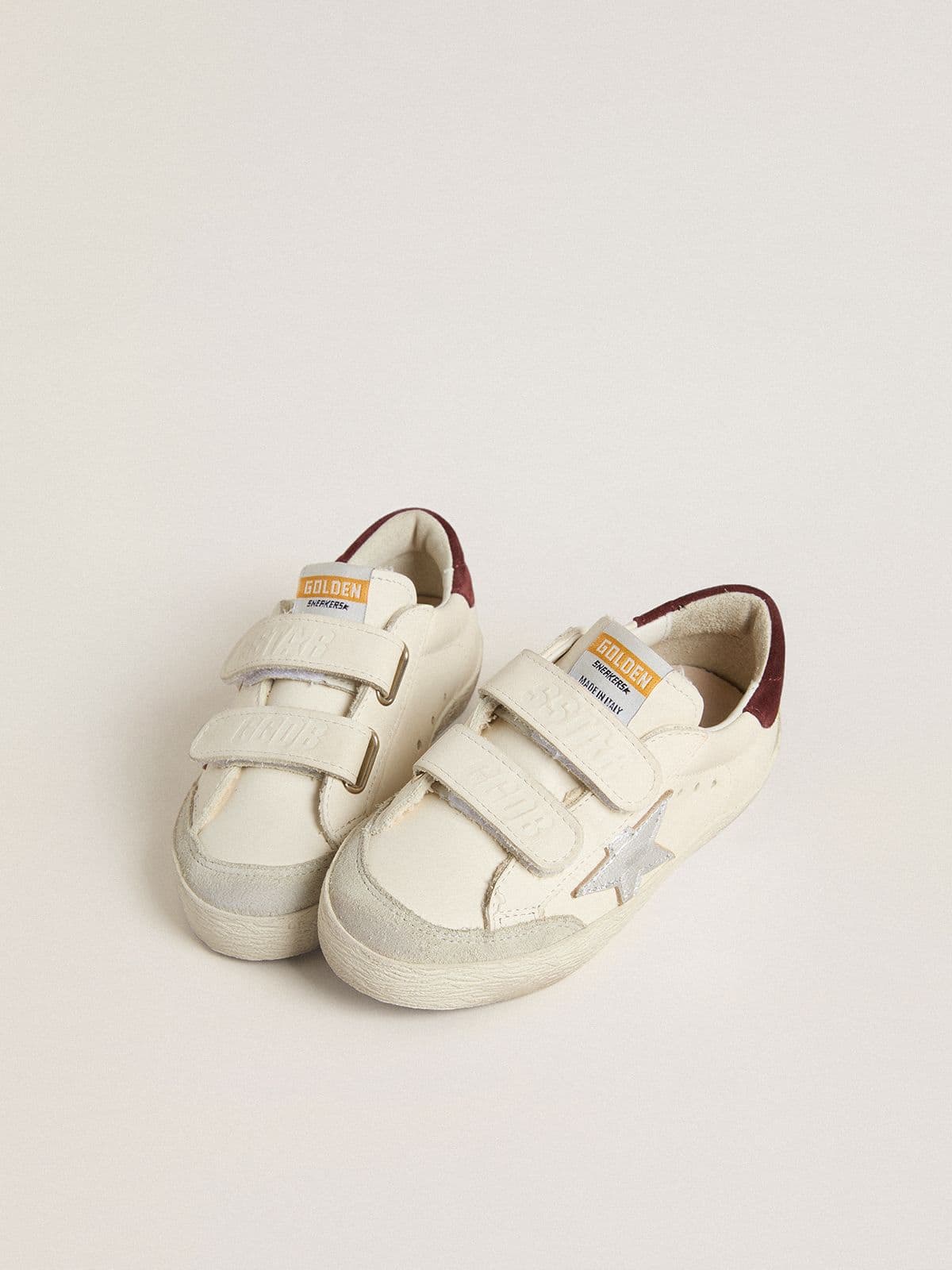 Golden Goose Teen Old School with silver metallic leather star and purple suede heel tab