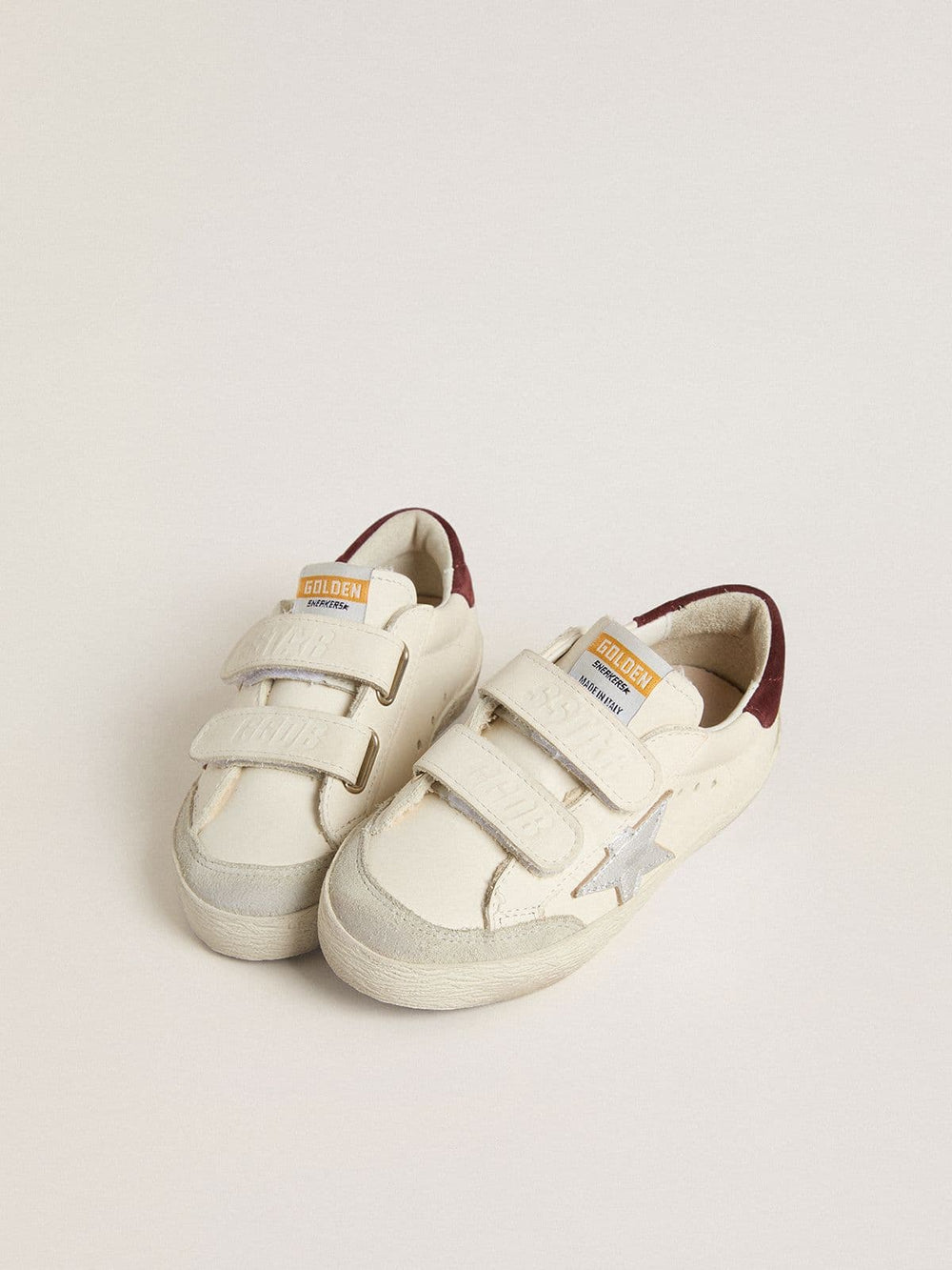 Golden Goose Teen Old School with silver metallic leather star and purple suede heel tab