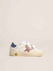 Golden Goose Young May School in leather with glitter star and heel tab
