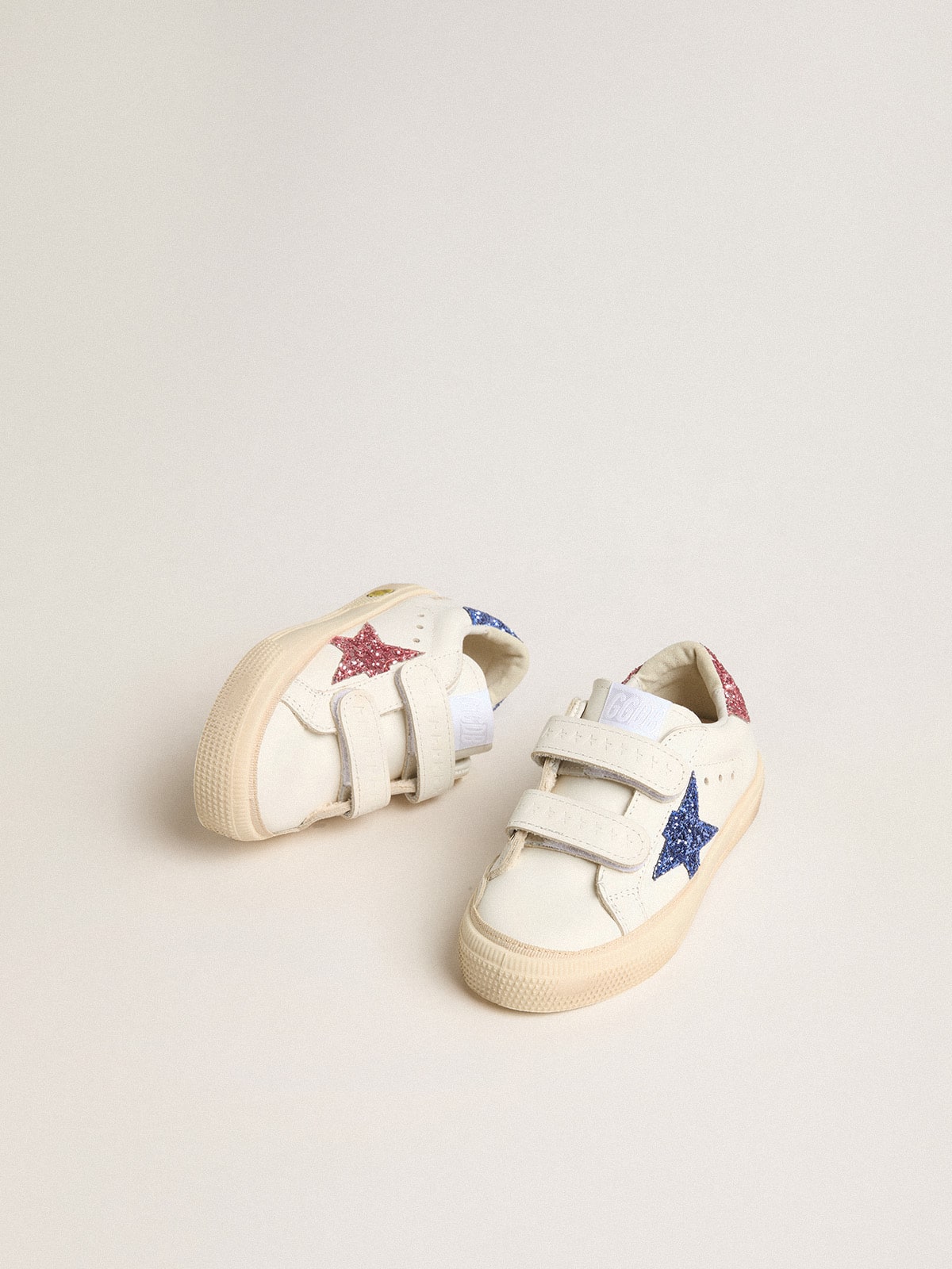 Golden Goose Young May School in leather with glitter star and heel tab