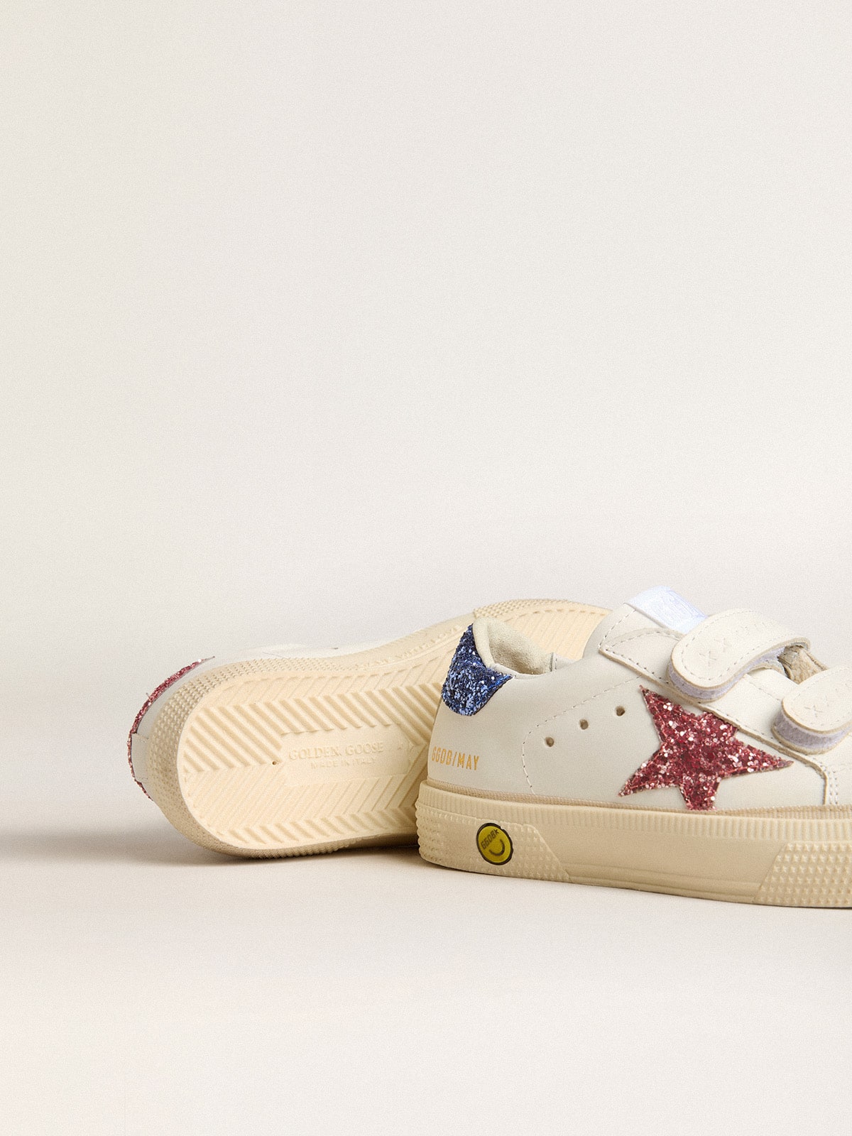 Golden Goose Young May School in leather with glitter star and heel tab