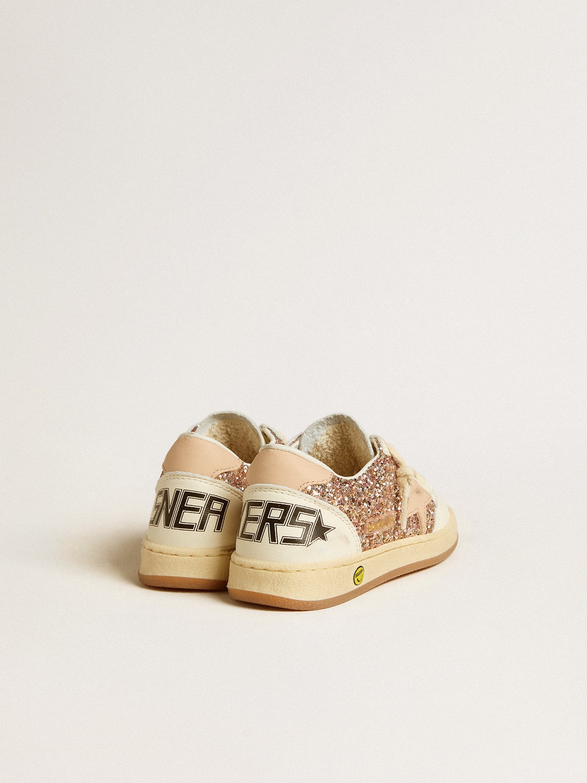 Golden Goose Ball Star Young in glitter and nappa with leather star and heel tab
