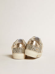 Golden Goose May Young in platinum glitter with metallic leather star and heel tab
