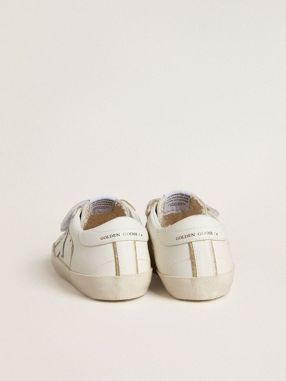 Golden Goose Young Old School in white leather with gold details