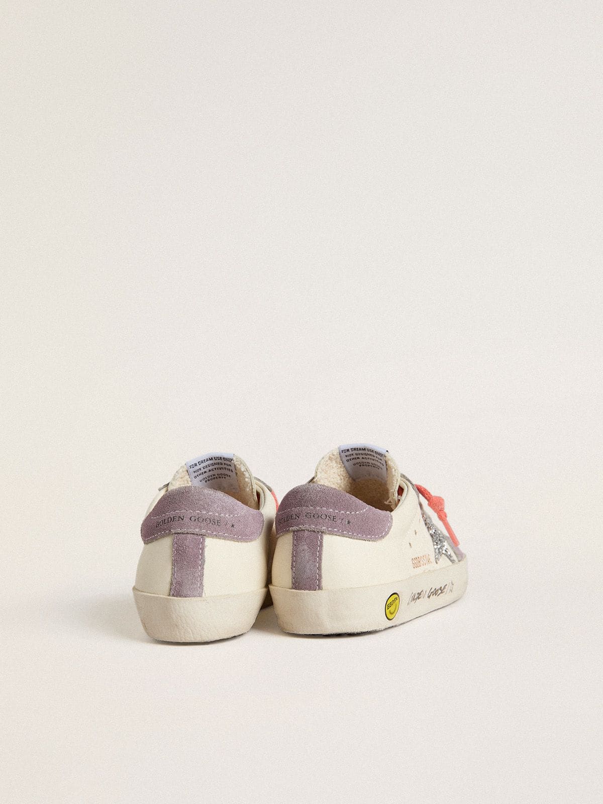 Golden Goose Young Super-Star with silver glitter star and lilac suede inserts