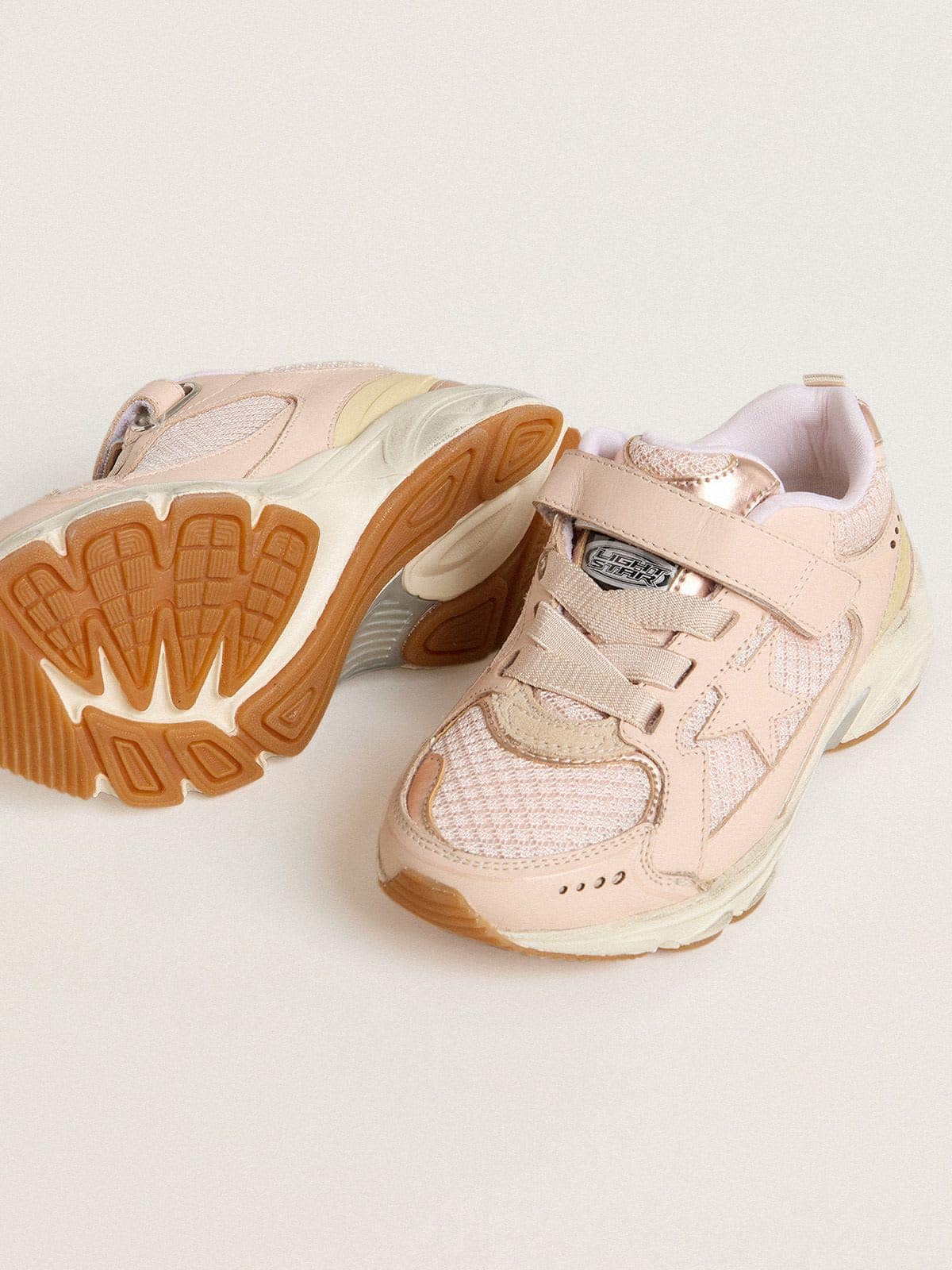 Golden Goose Young Lightstar in pink leather and mesh with pink leather star