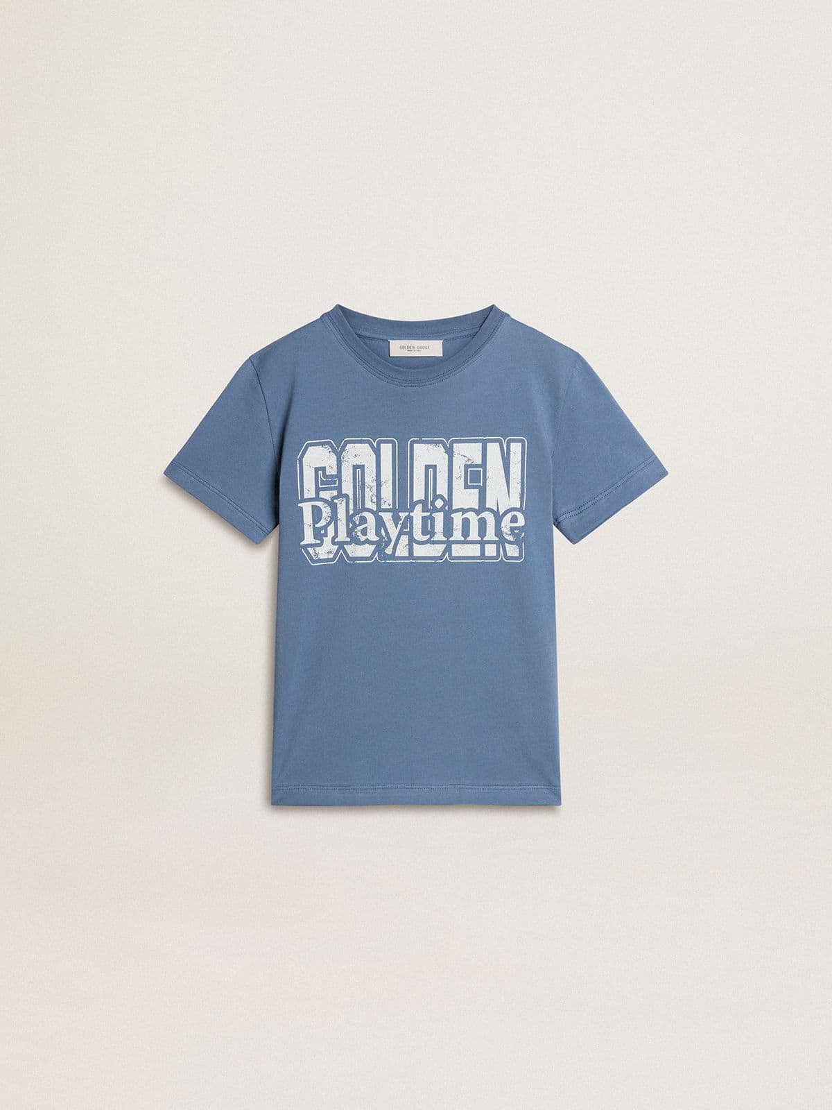 Golden Goose Boys' blue T-shirt with white print