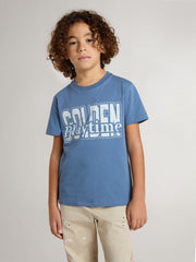 Golden Goose Boys' blue T-shirt with white print