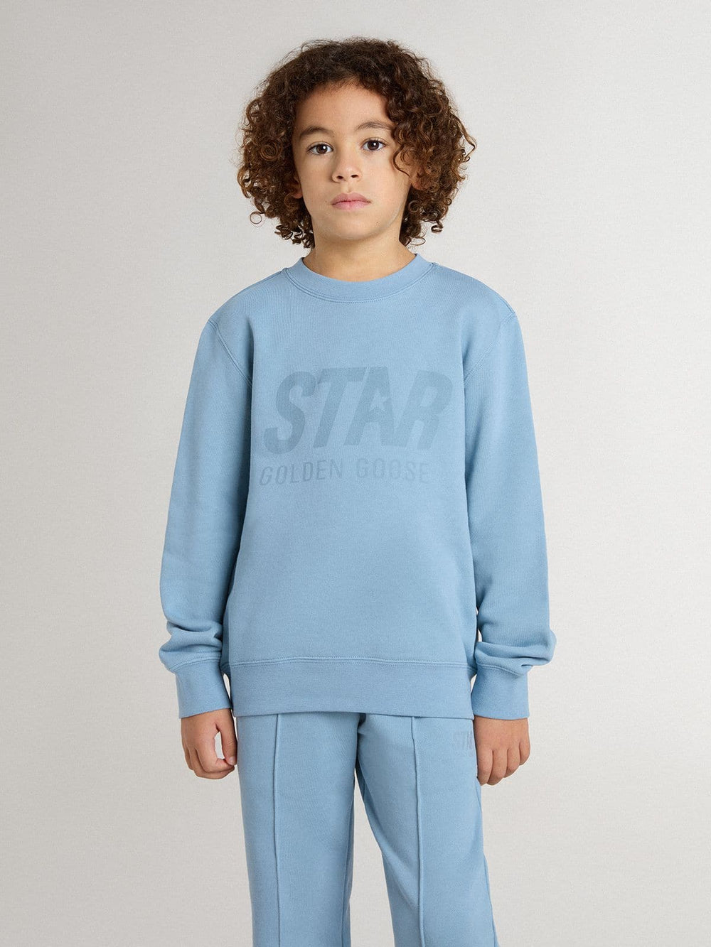 Golden Goose Boys' light blue sweatshirt with lettering on the front