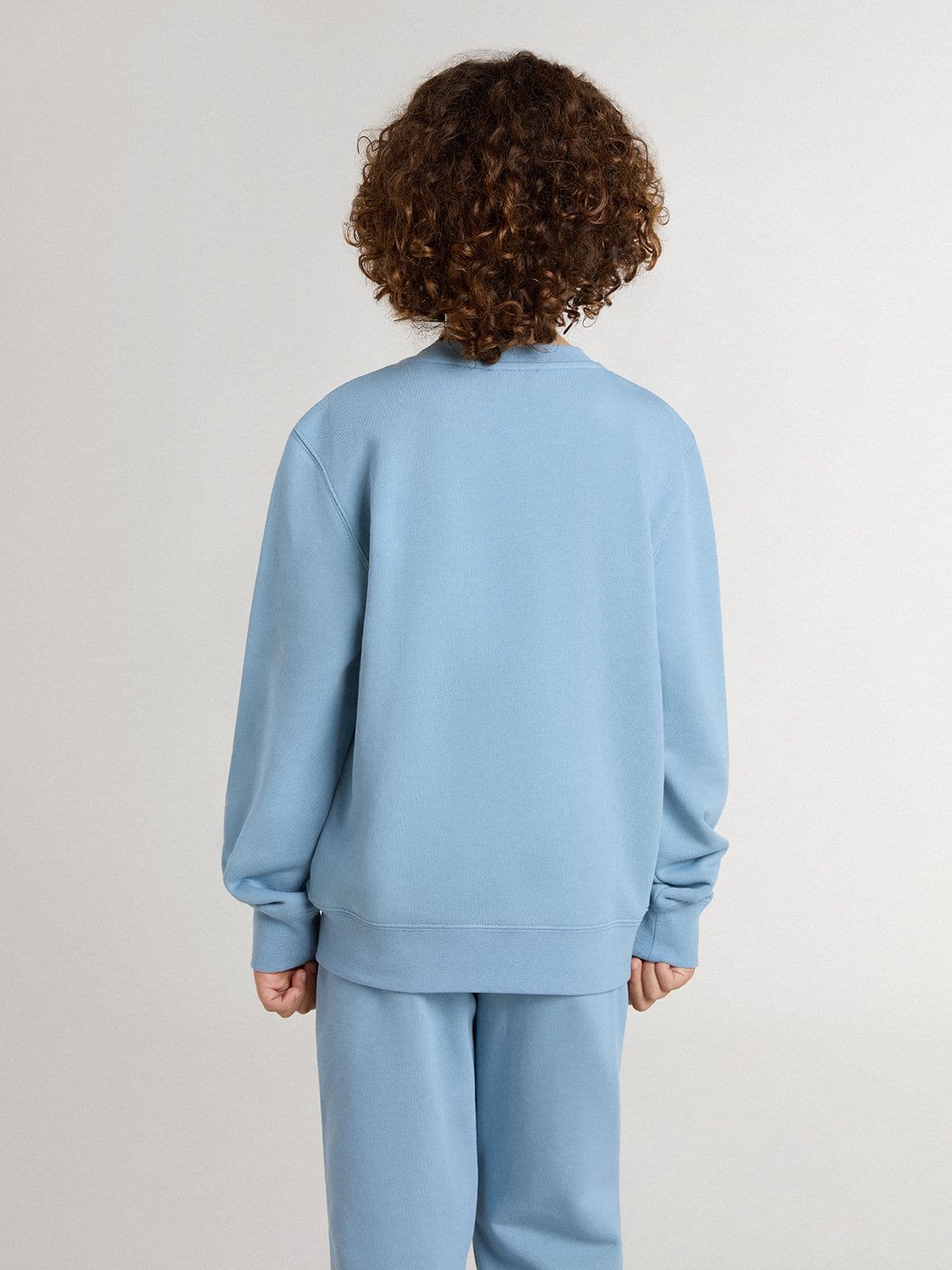 Golden Goose Boys' light blue sweatshirt with lettering on the front
