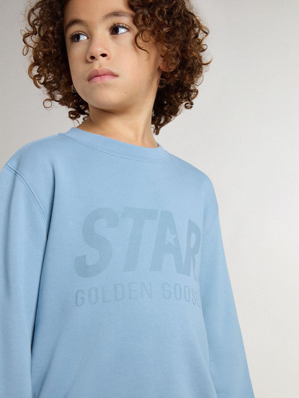 Golden Goose Boys' light blue sweatshirt with lettering on the front