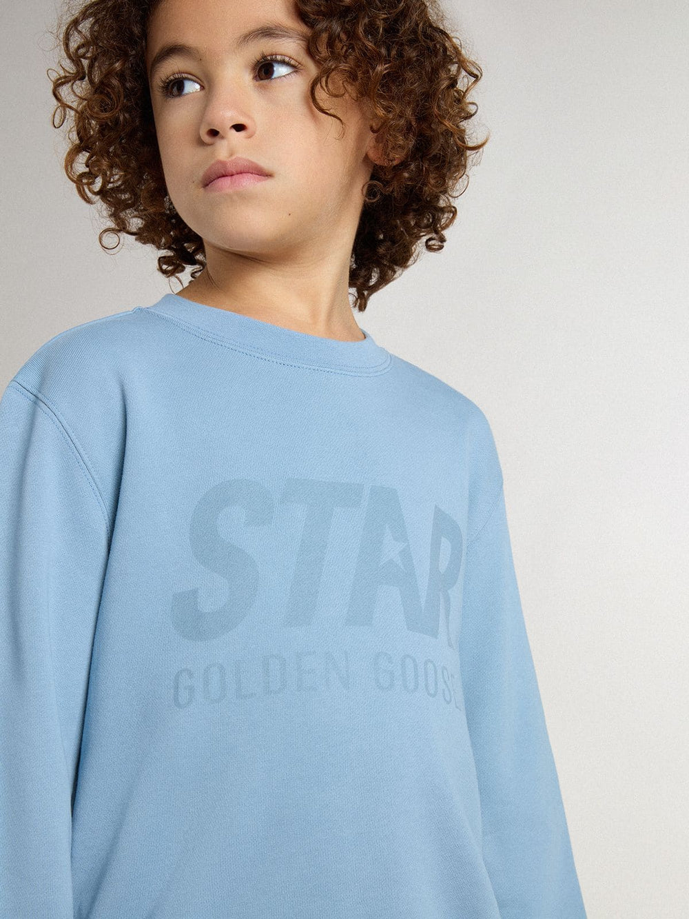 Golden Goose Boys' light blue sweatshirt with lettering on the front