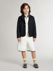Golden Goose Kids white cotton polo sweatshirt with embroidery on the chest and print on the back