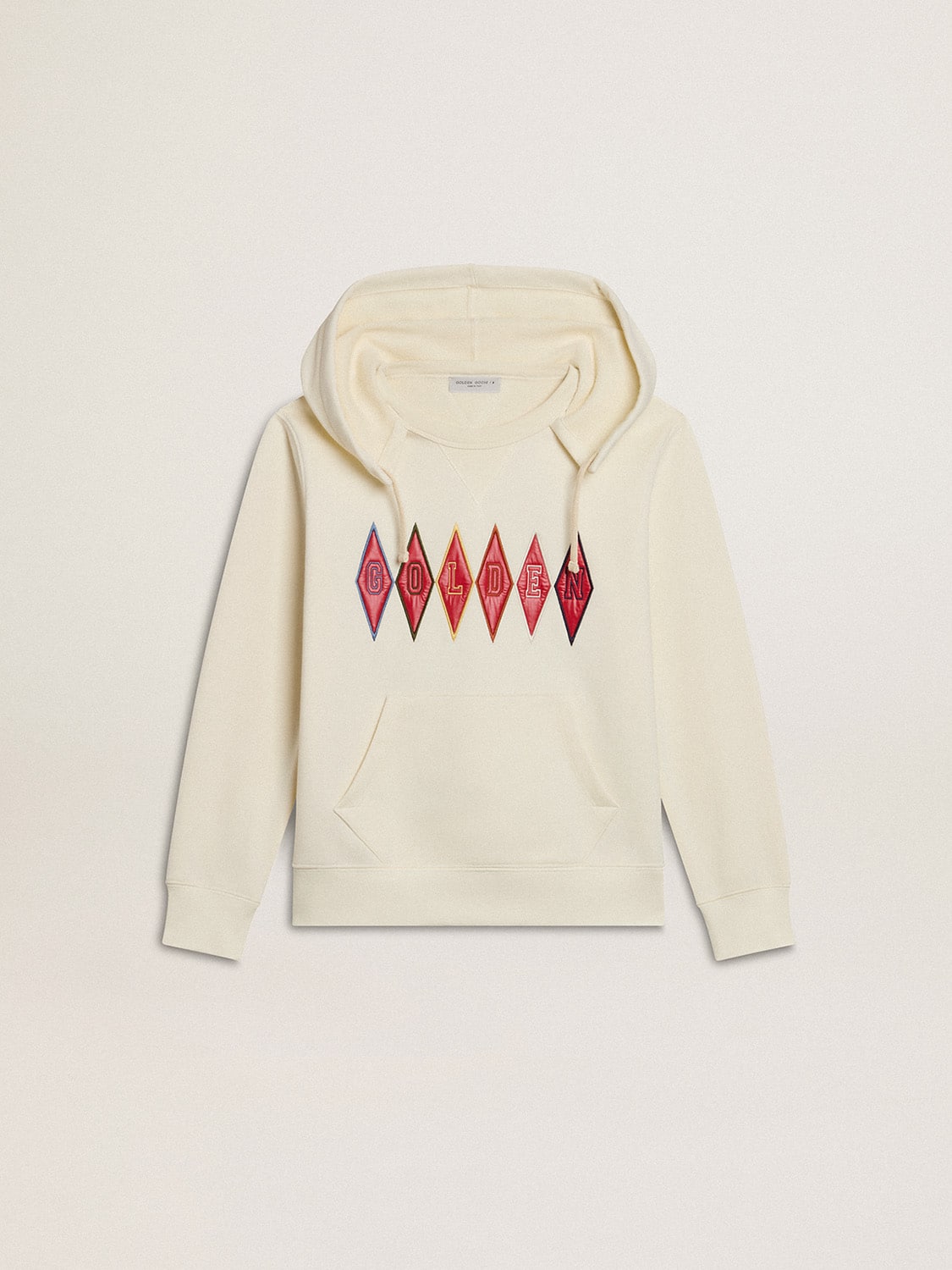 Golden Goose Hooded sweatshirt in worn white with Golden embroidery on the front