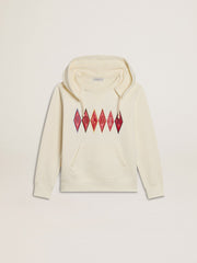 Golden Goose Hooded sweatshirt in worn white with Golden embroidery on the front