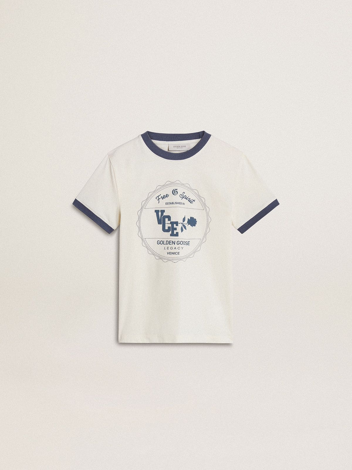 Golden Goose Boys' white T-shirt with blue print
