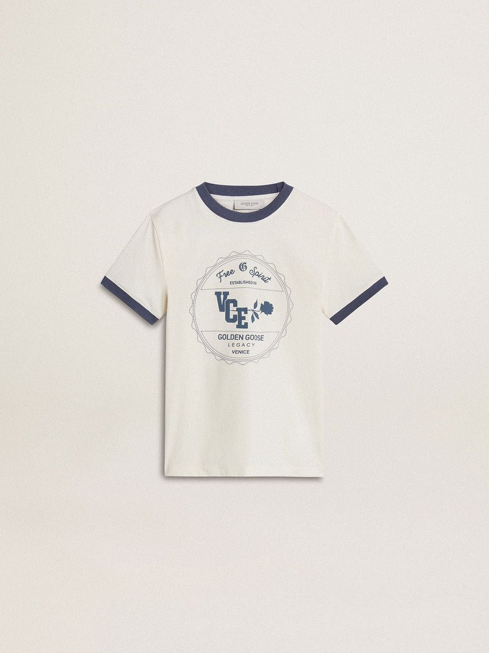 Golden Goose Boys' white T-shirt with blue print