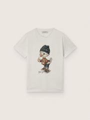 Golden Goose Journey T-shirt for boys in white cotton jersey with digital mascot print