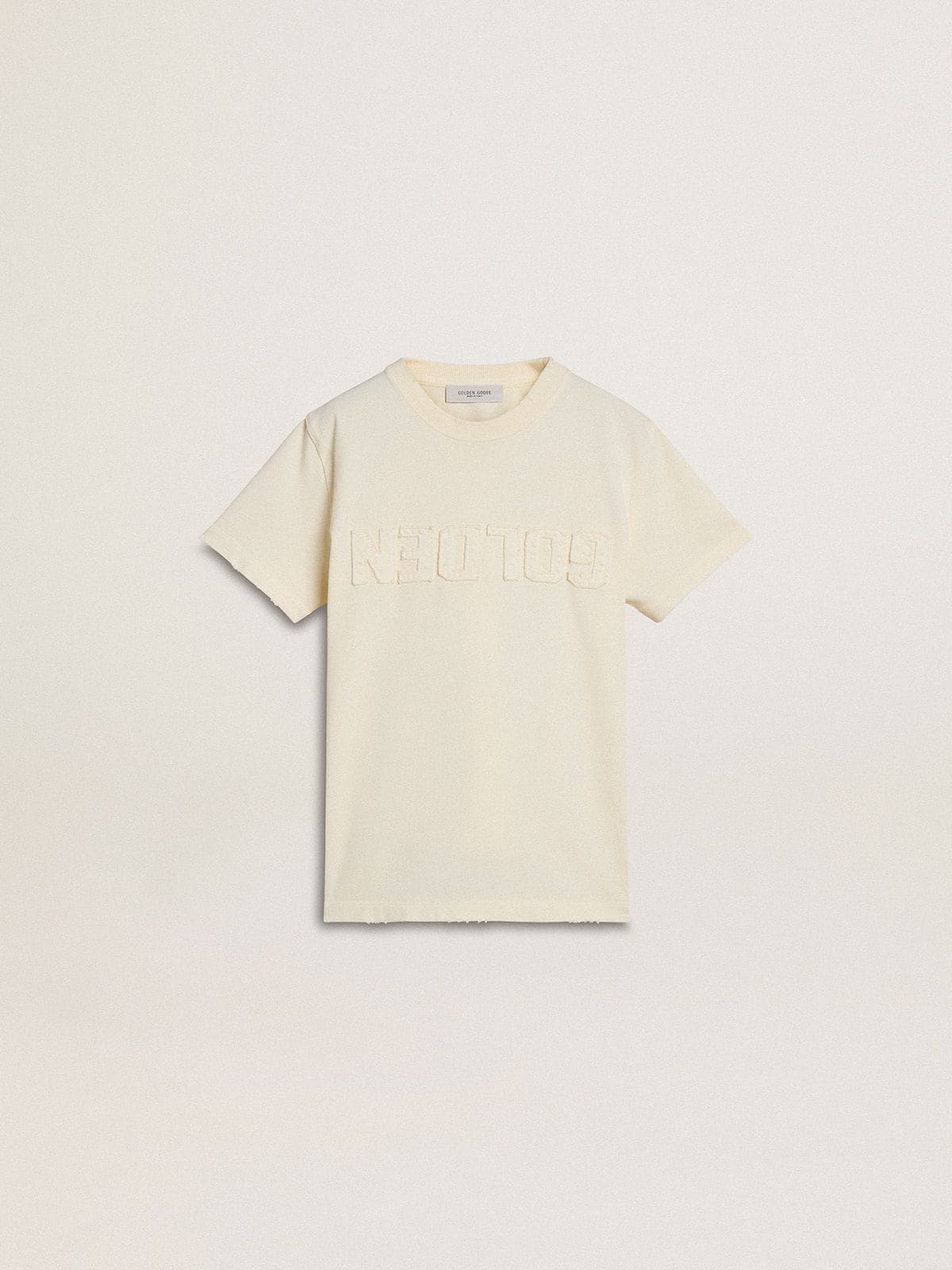 Golden Goose Boys' cream-colored T-shirt with raised logo