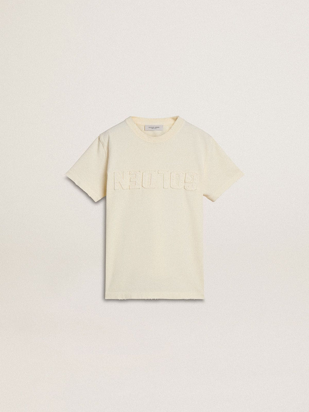 Golden Goose Boys' cream-colored T-shirt with raised logo