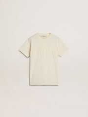 Golden Goose Boys' cream-colored T-shirt with raised logo