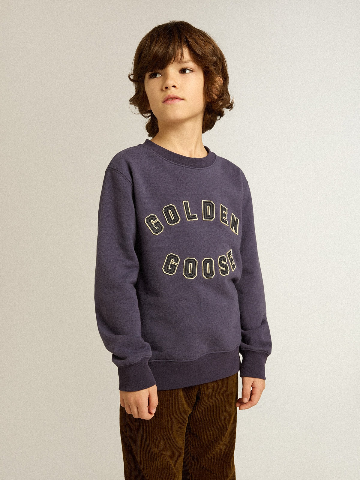 Golden Goose Blue-violet sweatshirt with Golden Goose lettering on the front