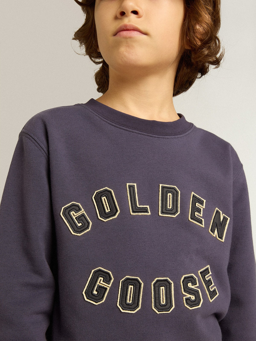 Golden Goose Blue-violet sweatshirt with Golden Goose lettering on the front