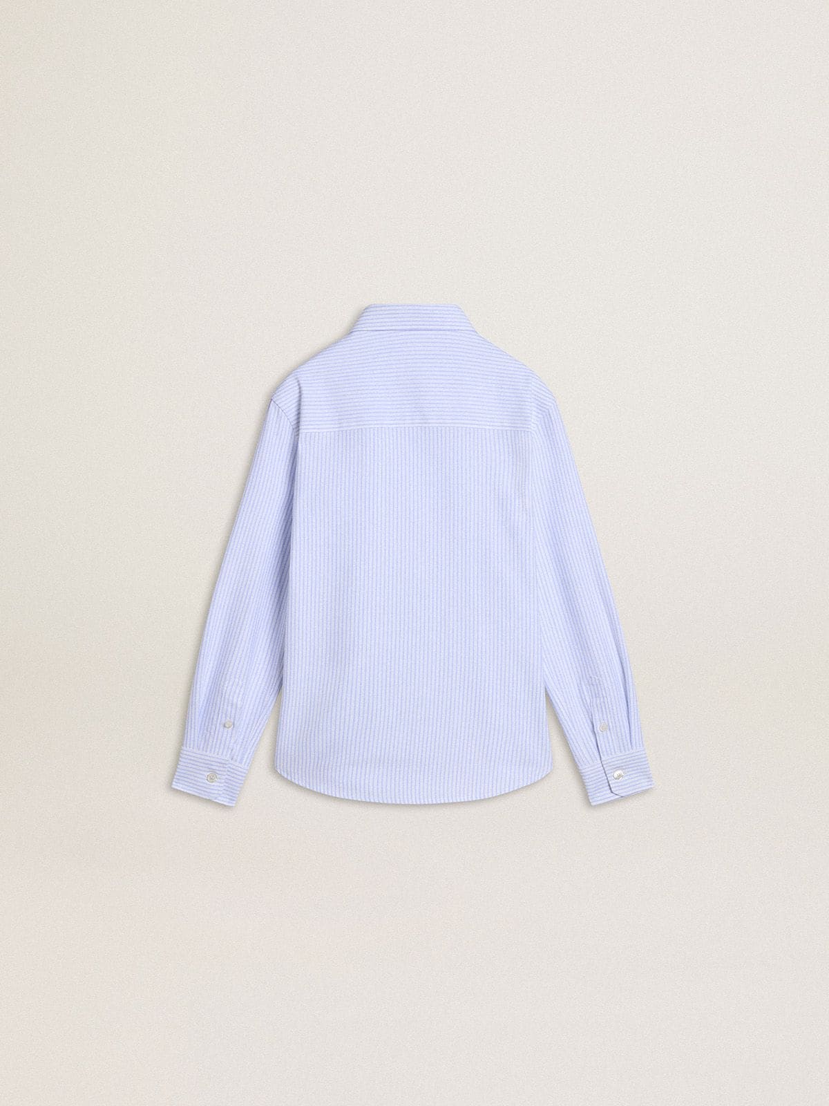 Golden Goose Boys' shirt in light blue and white striped cotton with embroidered logo