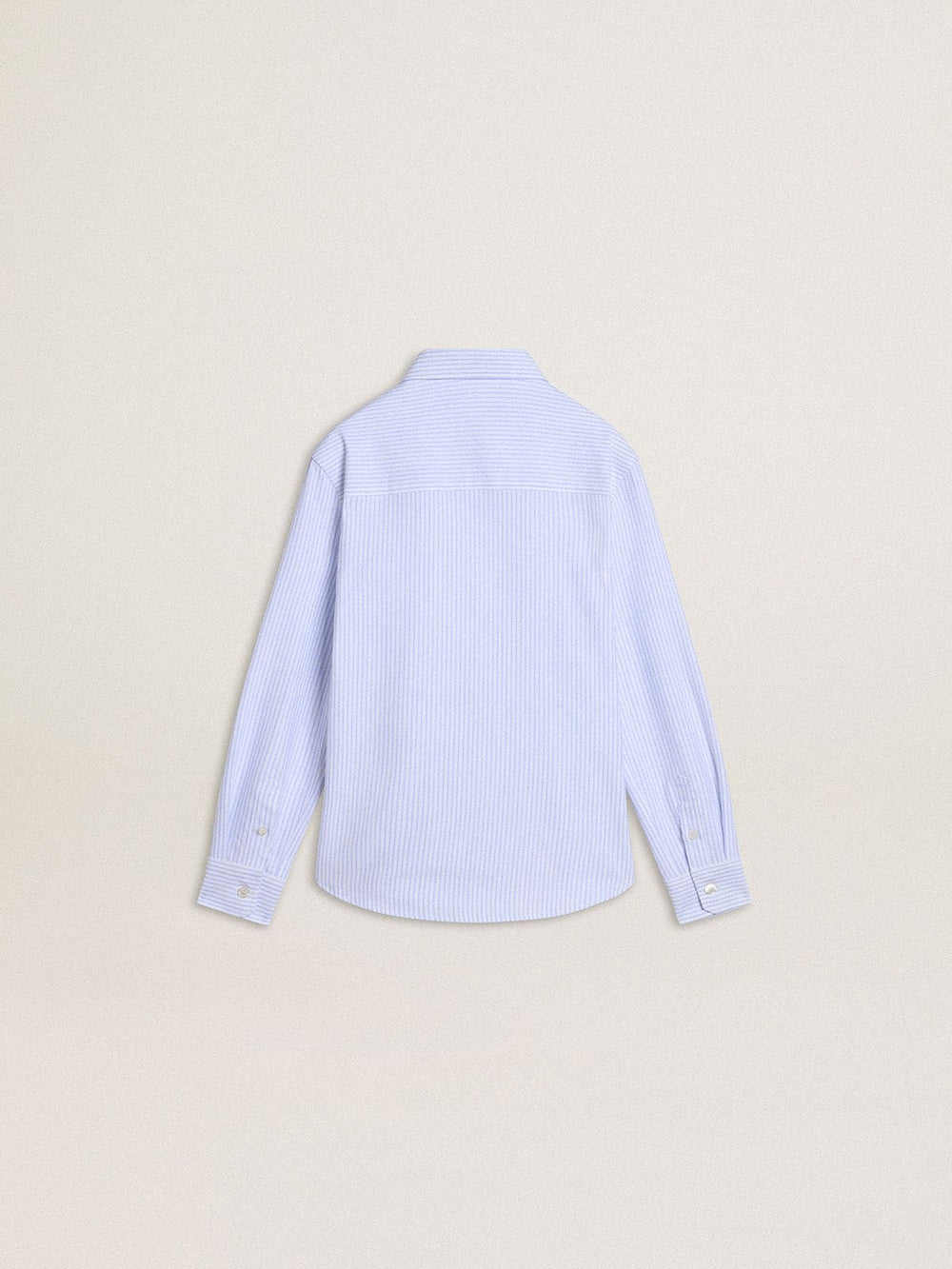 Golden Goose Boys' shirt in light blue and white striped cotton with embroidered logo