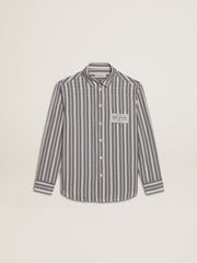 Golden Goose Boys' striped shirt with Golden Dreamers detail on the pocket