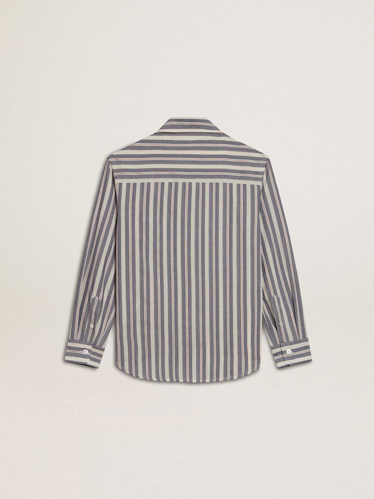 Golden Goose Boys' striped shirt with Golden Dreamers detail on the pocket