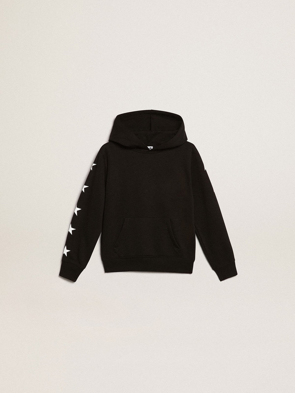 Golden Goose Boys’ hooded sweatshirt in black with contrasting white stars