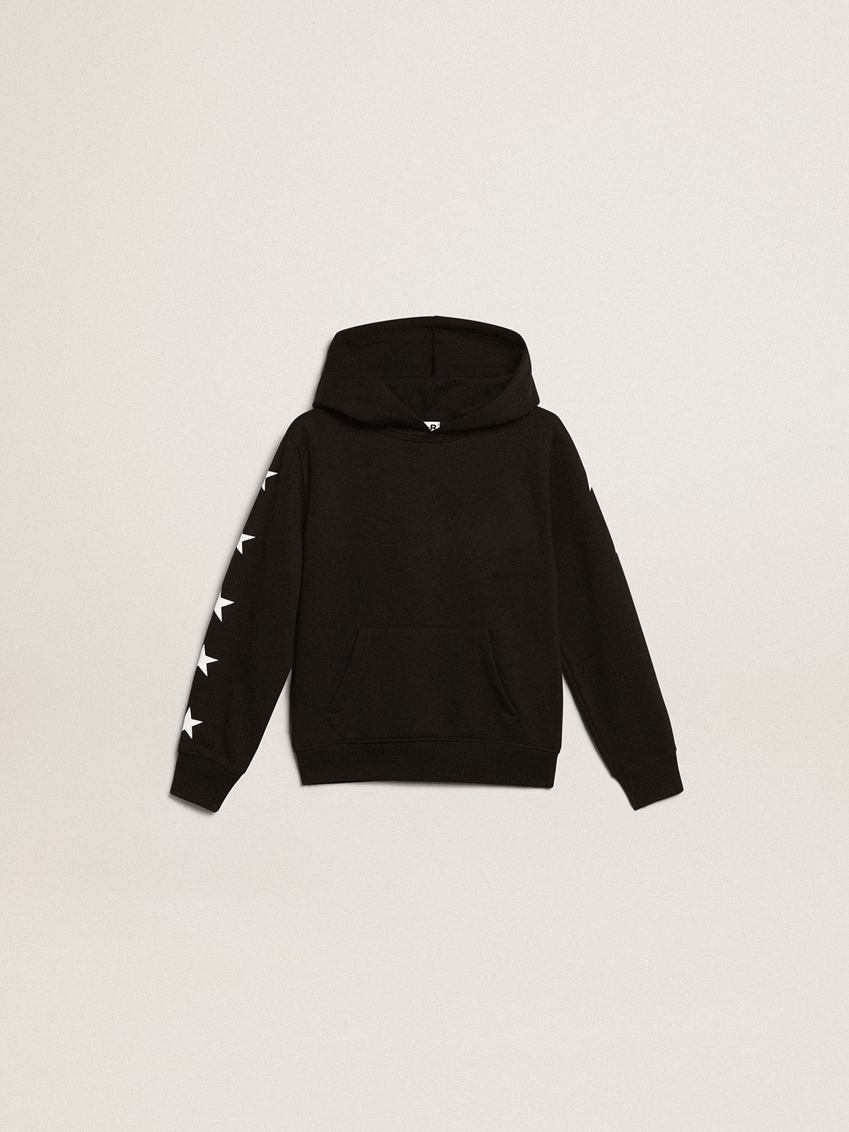 Golden Goose Boys’ hooded sweatshirt in black with contrasting white stars