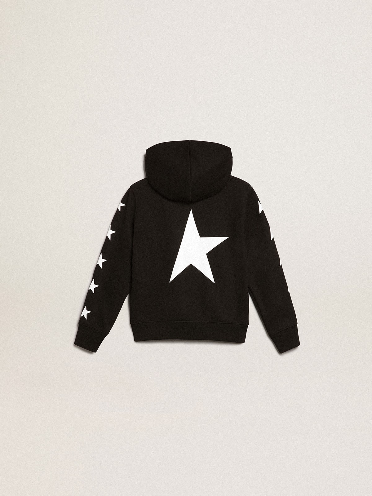 Golden Goose Boys’ hooded sweatshirt in black with contrasting white stars