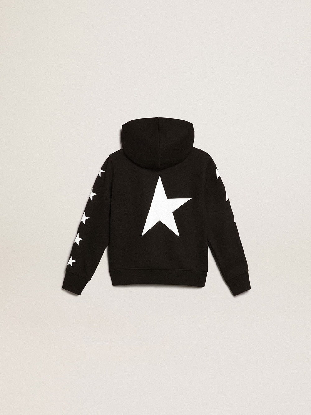 Golden Goose Boys’ hooded sweatshirt in black with contrasting white stars