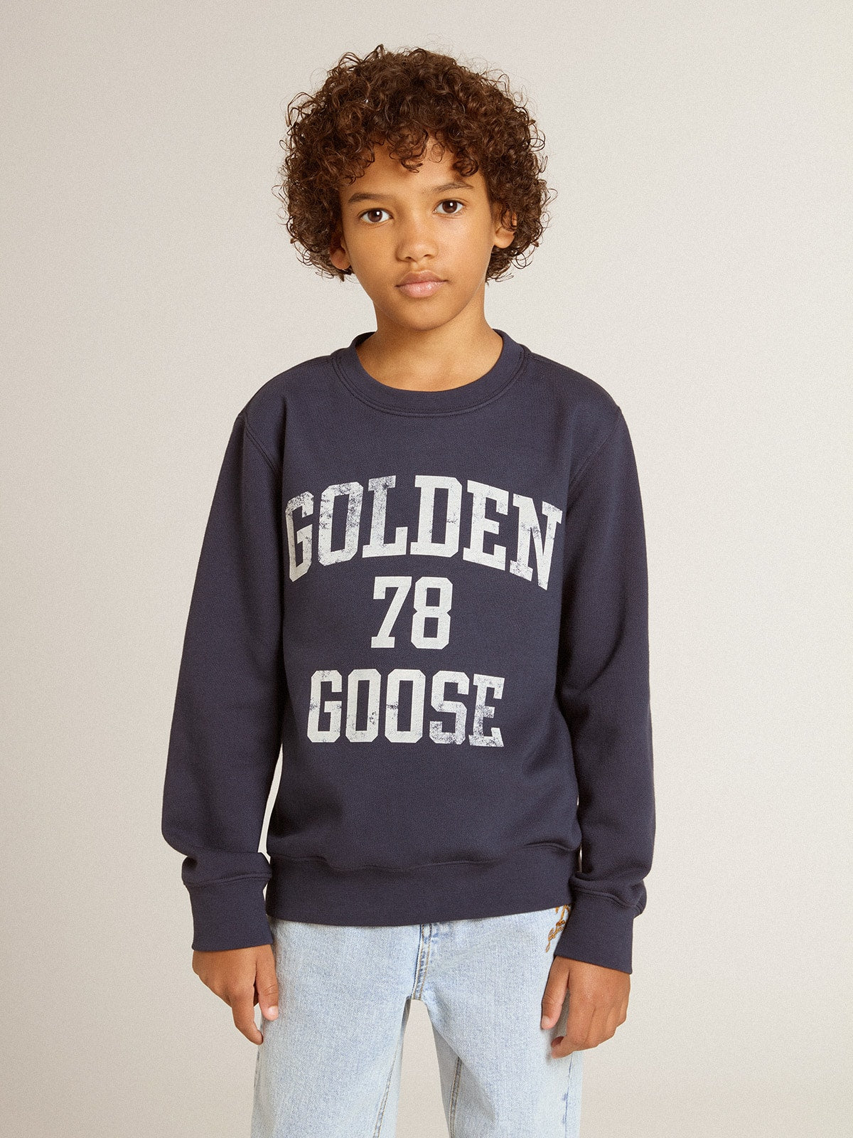 Golden Goose Boys' dark blue sweatshirt with white print